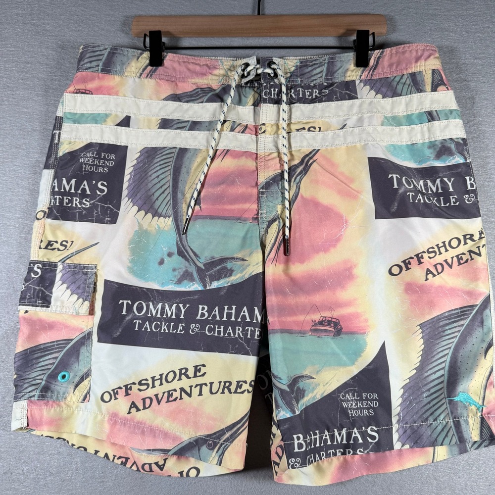 Tommy Bahama Relax Mens XL Swim Trunks Marlin Offshore Adventures Graphic Print